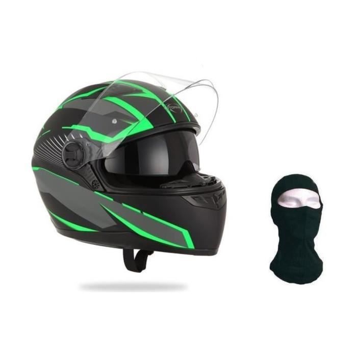 STORMER Casque Intégral Pusher Xenon Vert + Cagoule