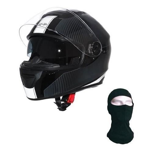 STORMER Versus Strip Casque Polycarbonate Blanc + Cagoule
