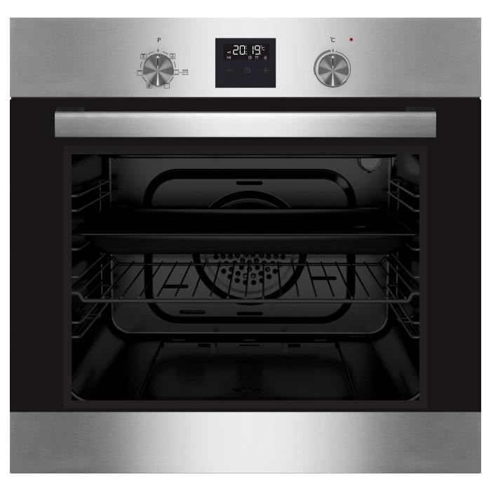 Four encastrable pyrolyse Continental Edison CEF60PBIX inox et noir 60 L - L 59.5 x H 59.5 x P 56.5 cm
