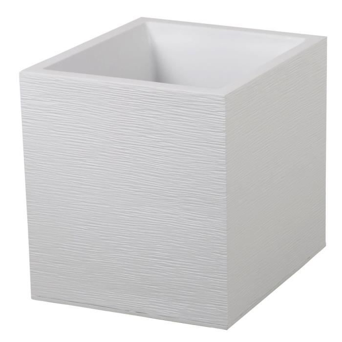EDA Pot carré Graphit - 39 x 39 x 43 cm - Contenance 35 L - Blanc cérusé