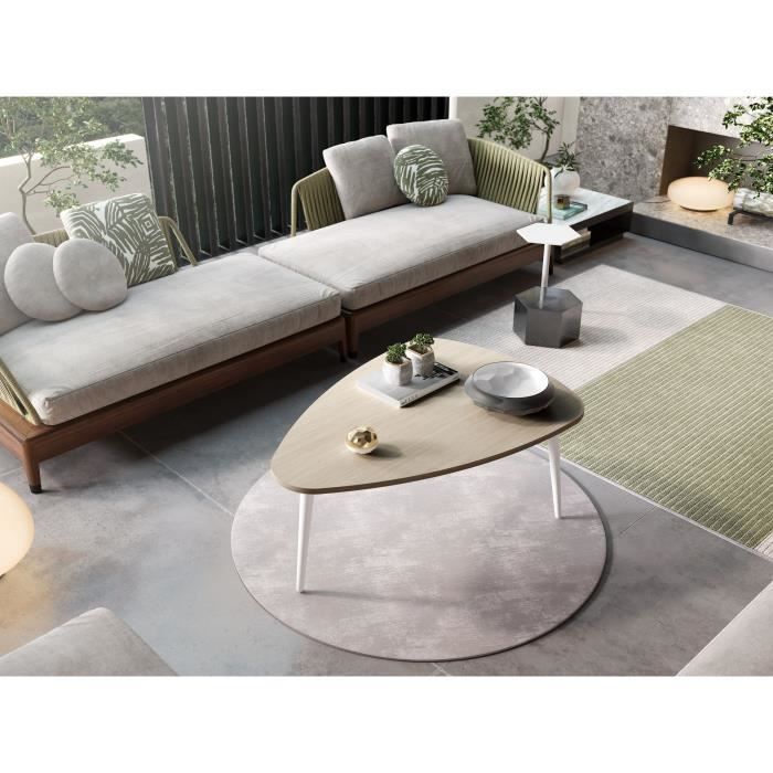 FINLANDEK Table basse HARMONIA scandinave placage chêne et blanc laqué - L 120 x l 85 cm