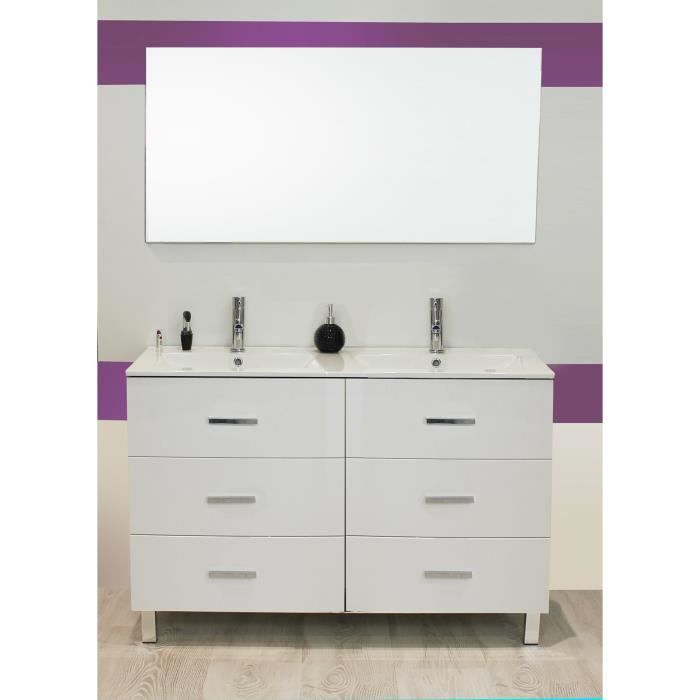 ONDEE - Meuble à poser MONTECARLO - L120cm - Blanc - Laqué brillant - Livré monté
