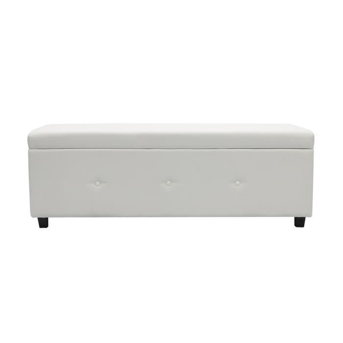 Banc coffre - Bout de lit Simili blanc Classique - L 140 cm