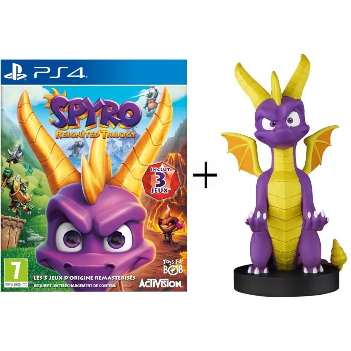 Pack Spyro The Dragon : Spyro Reignited Trilogy + Figurine Spyro - Support & Chargeur pour Manette et Smartphone - Exquisite Gaming