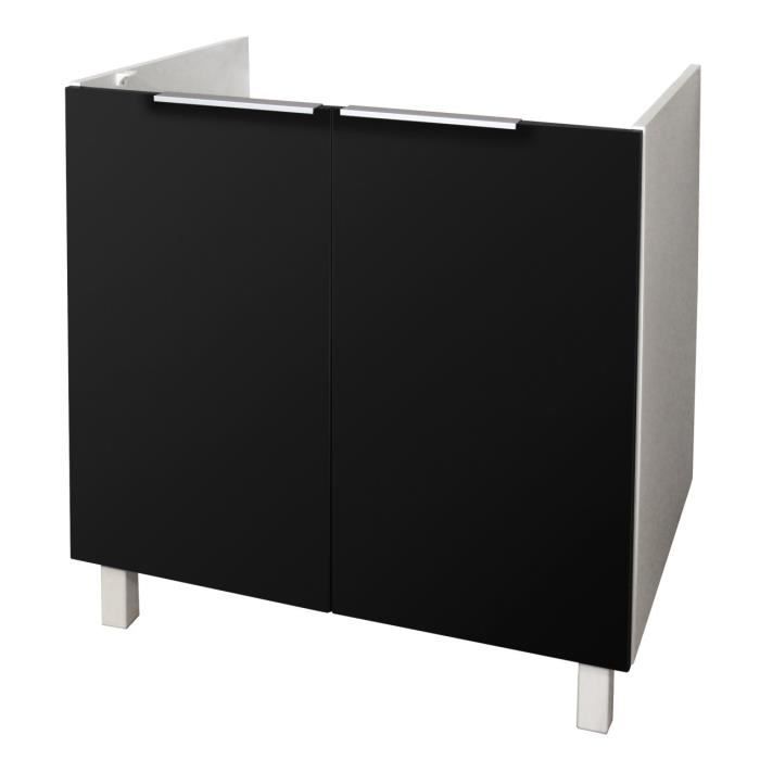 Caisson évier bas 2 portes 80 cm - Noir Super mat