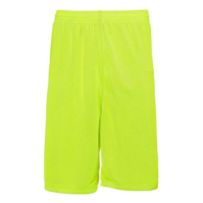 PEAK Short de basketball Réversible - Homme - Noir et vert lime