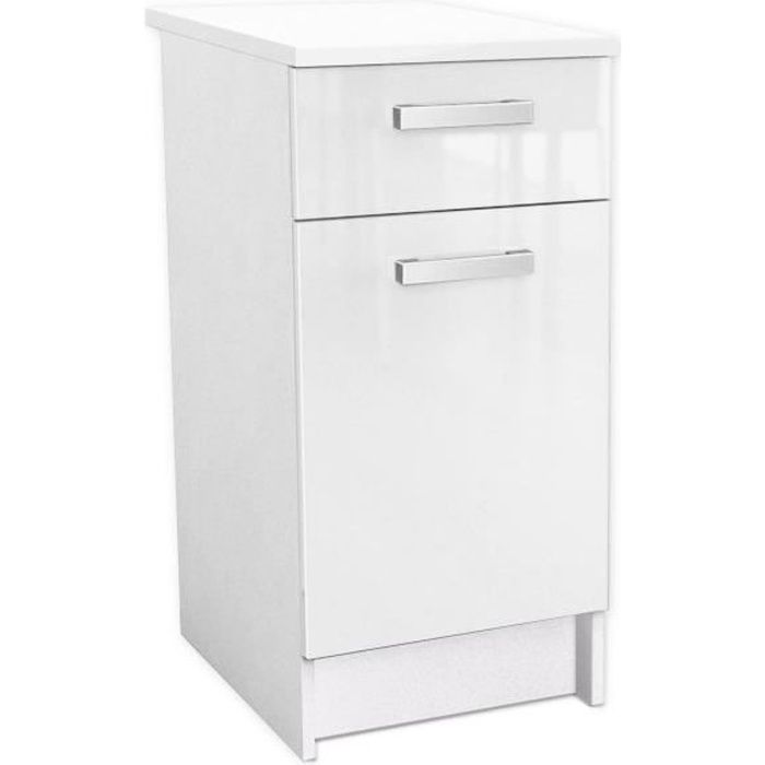 START Meuble bas de cuisine L 40 cm - Blanc brillant - Cdiscount Maison