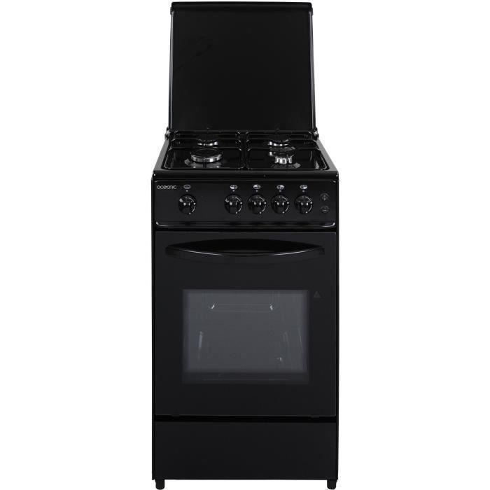 OCEANIC 105BV2 - Cuisinière gaz compacte - Noir - Eclairage - Grill électrique - L49 x H 85 x P 46 cm
