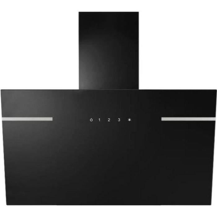 Hotte décorative murale CONTINENTAL EDISON CEH6052BVB 60 cm - Verre noir et inox