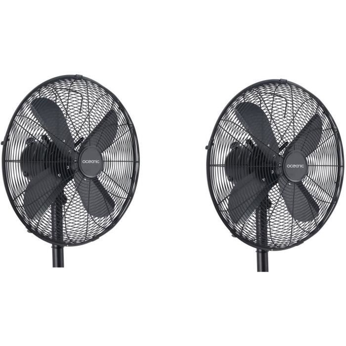 OCEANIC Ventilateur Trépied 50 W - Diamètre 40 cm - Hauteur réglable - Oscillation - Noir - Design industriel