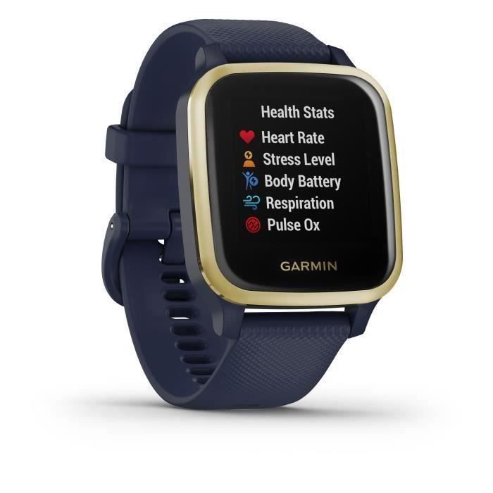 GARMIN Venu Sq Edition Musique - Captain Blue/Light Gold - Montre GPS de sport connectée santé et bien-être