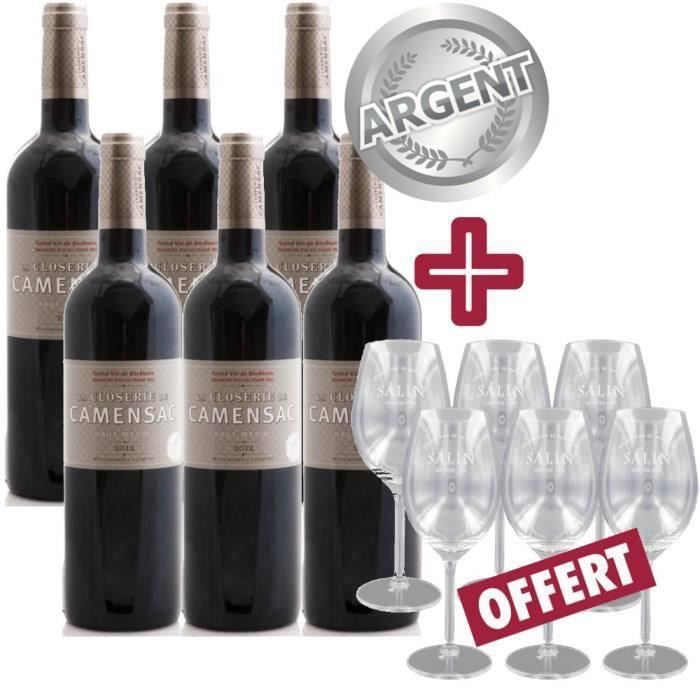 La Closerie de Camensac 2012 Haut Médoc Rouge x6 + 6 Verres OFFERTS