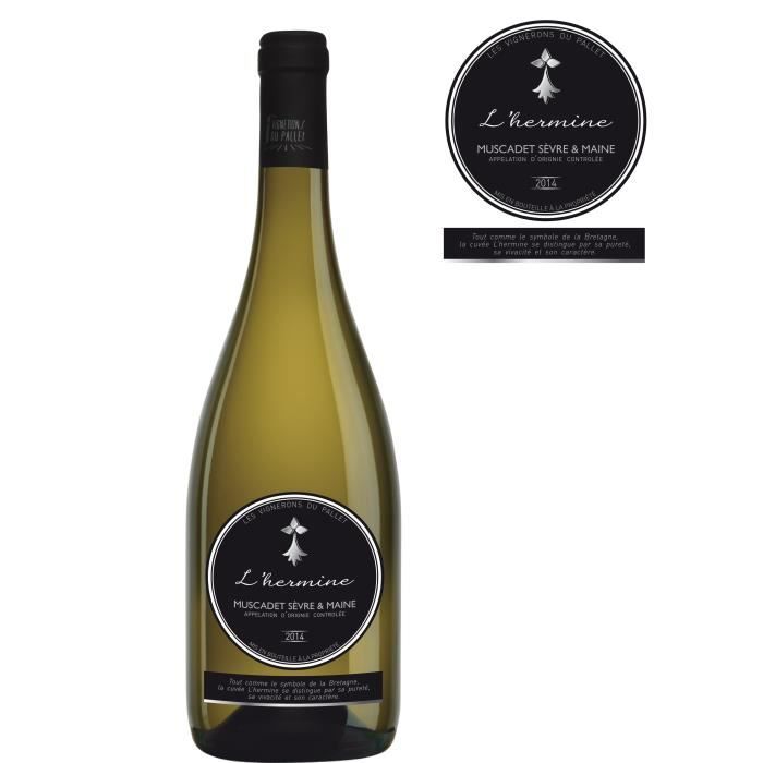 Les Vignerons du Pallet L'Hermine 2015 Muscadet Sèvre et Maine - Vin blanc de la Val de Loire