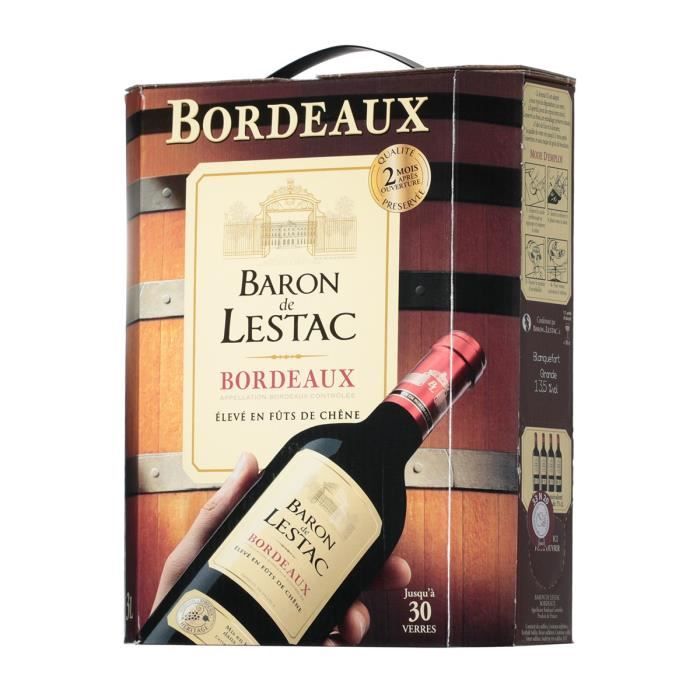 Vin rouge Bordeaux 3 l Baron De Lestac