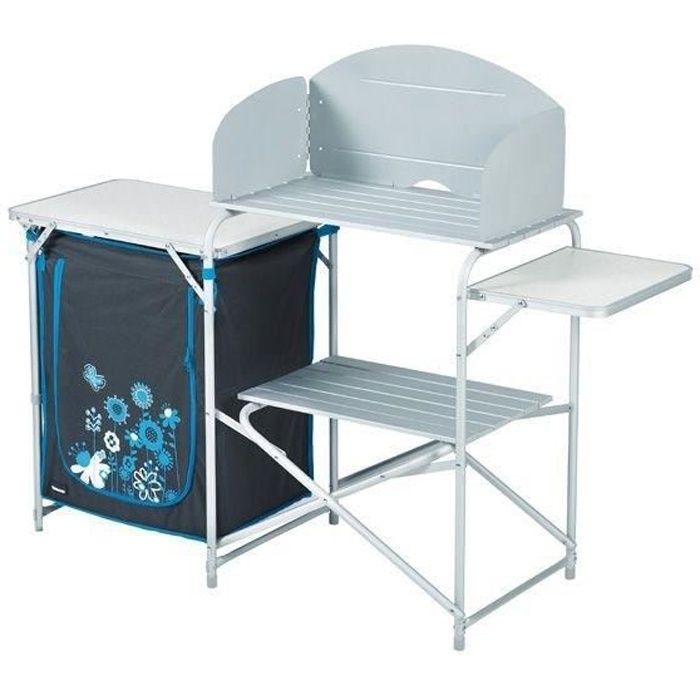 TRIGANO Meuble de cuisine avec desserte - Gris et bleu turquoise
