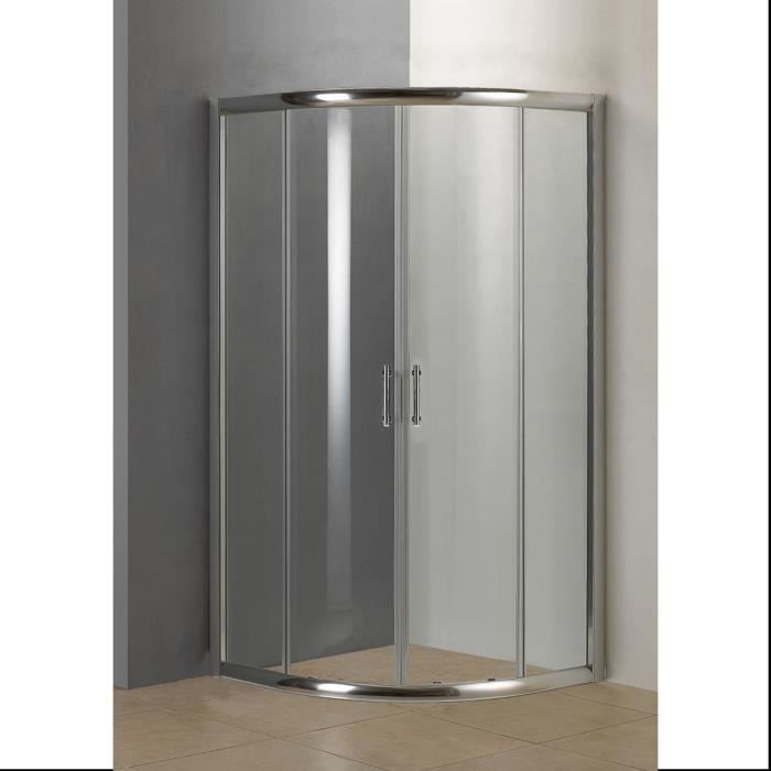 AQUA+ Porte de douche 1/4 de cercle coulissante Ekla - 80 cm - Verre trempé 6 mm
