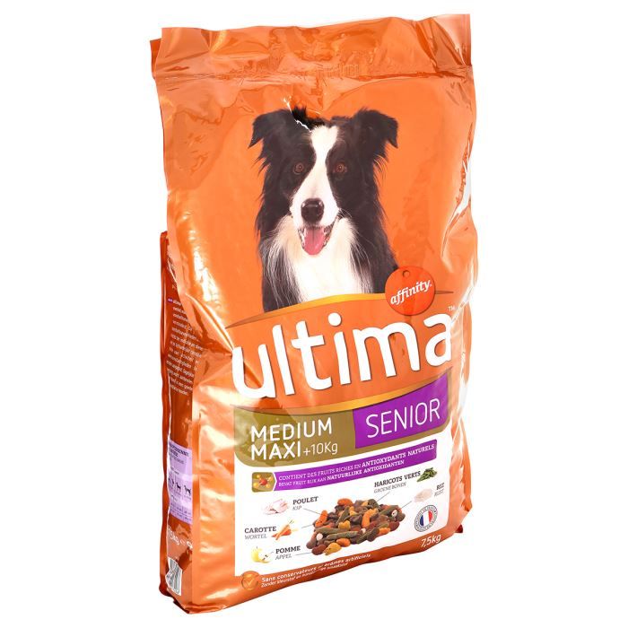 ULTIMA Croquettes au poulet, aux légumes, au pomme et au riz - 7,5kg - Pour chien senior