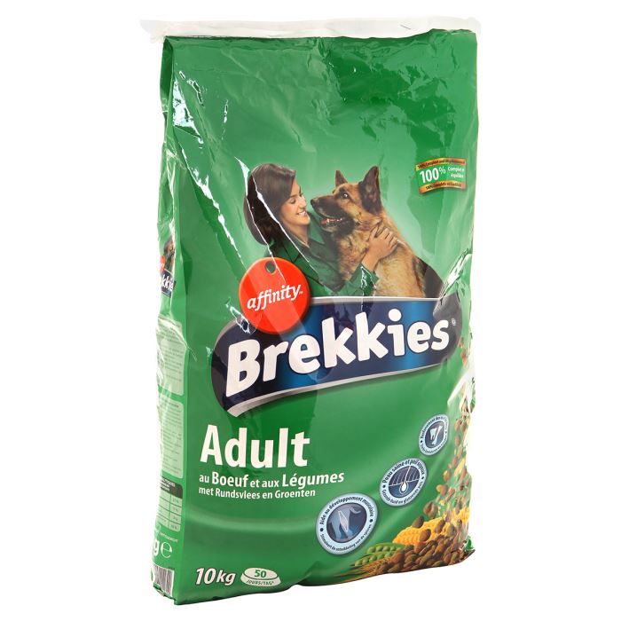BREKKIES Croquettes au bœuf et aux légumes pour chien adulte 10kg