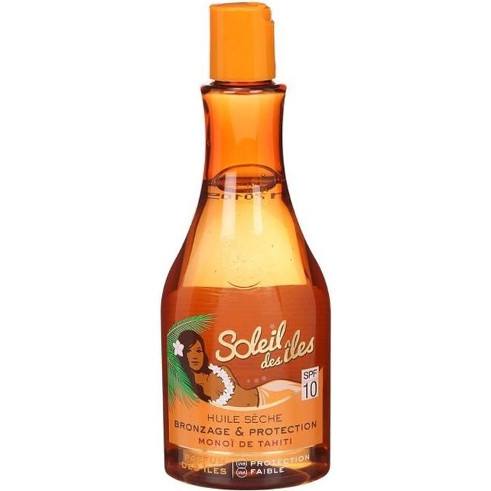 SOLEIL DES ILES Huile sèche en spray bronzage et potection - SPF 10 - Parfum des îles - 150 ml