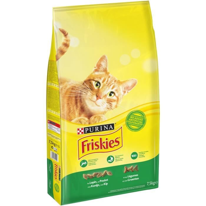 FRISKIES Croquettes - Au lapin, poulet et aux légumes - Pour chat adulte - 7,5 kg