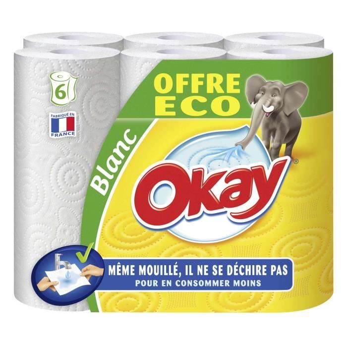 OKAY Essuie Tout Blanc x6 Rouleaux