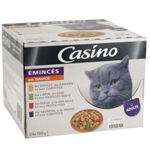 CASINO Emincés en sauce - à la viande, au poisson et aux légumes - pour chaton - 24 x 100 g