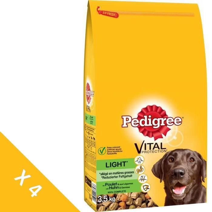 PEDIGREE Croquettes light au poulet et aux légumes - Pour chien adulte - 4 x 3,5 kg