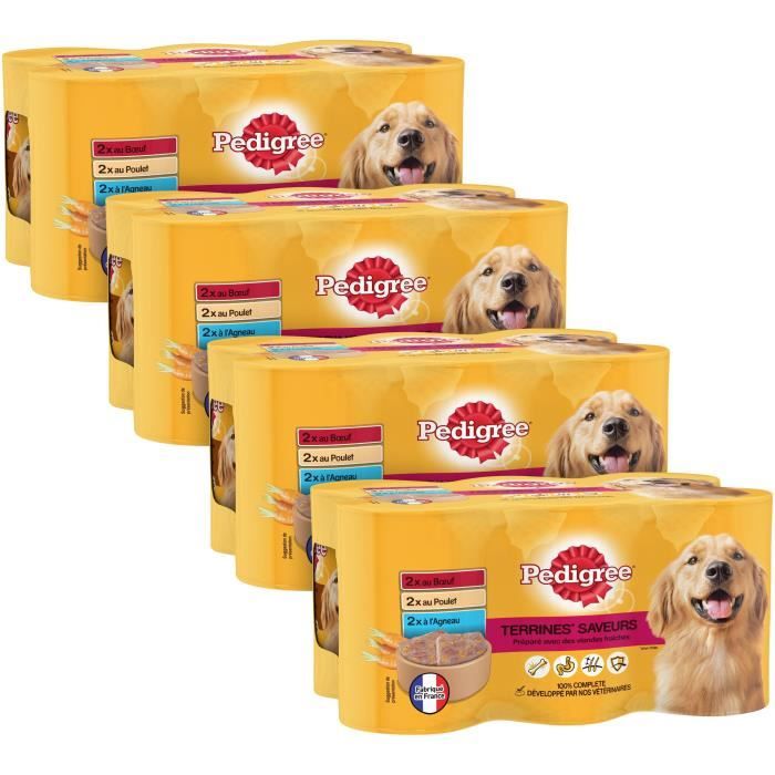 PEDIGREE Boîtes en terrine 3 variétés - Pour chien - 6x 410 g (x4)