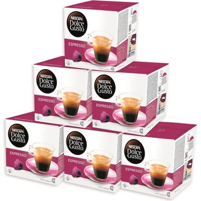 NESCAFE DOLCE GUSTO 6 boîtes Espresso Original de 16 capsules offert