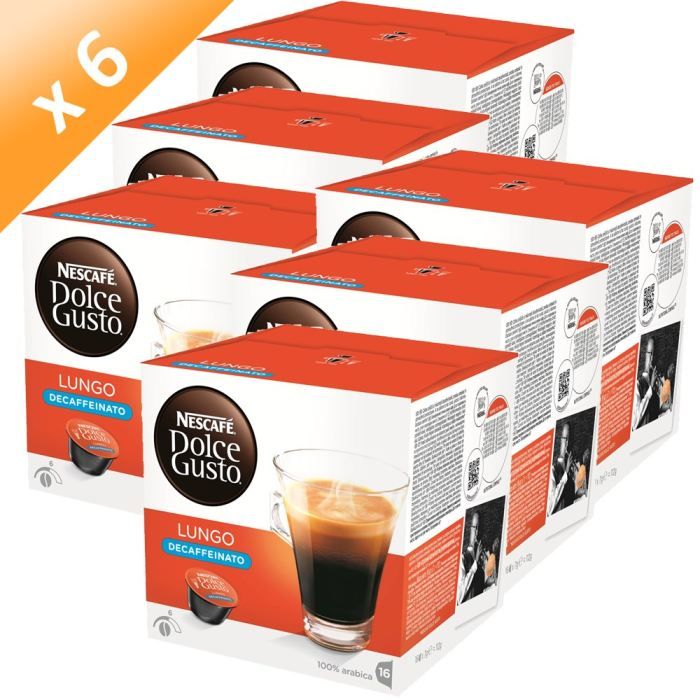 DOLCE GUSTO Decafféinato Lungo 16 Capsules (x6)