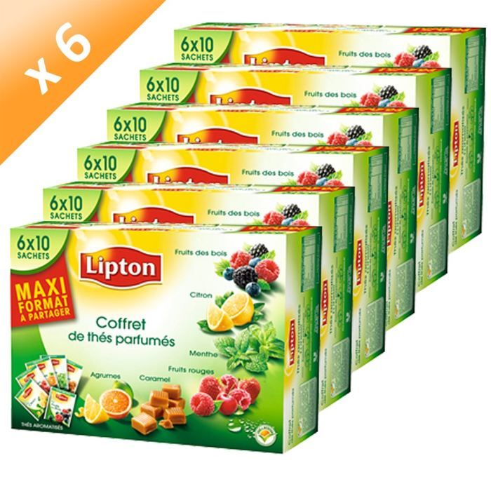 LIPTON Coffret Variety Thés Parfumés 60 sach. (x6)
