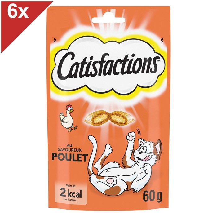 CATISFACTIONS Friandises au poulet pour chat et chaton 6x60g