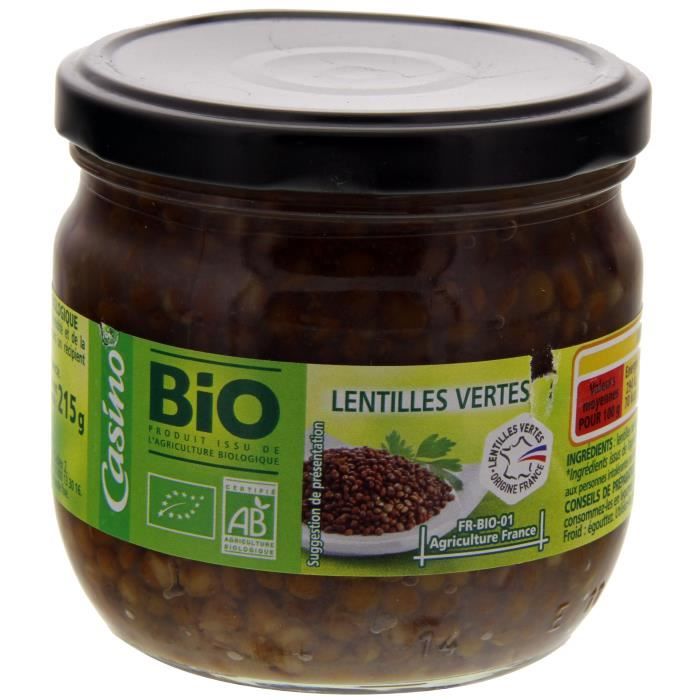 CASINO BIO Bocal Lentilles Vertes 330g
