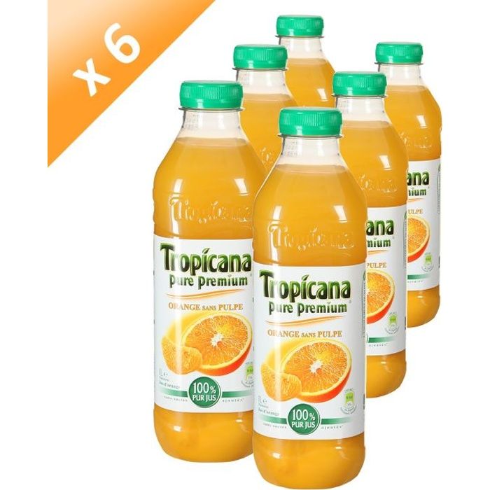 TROPICANA Pure Premium Orange Sans Pulpe 6x1L