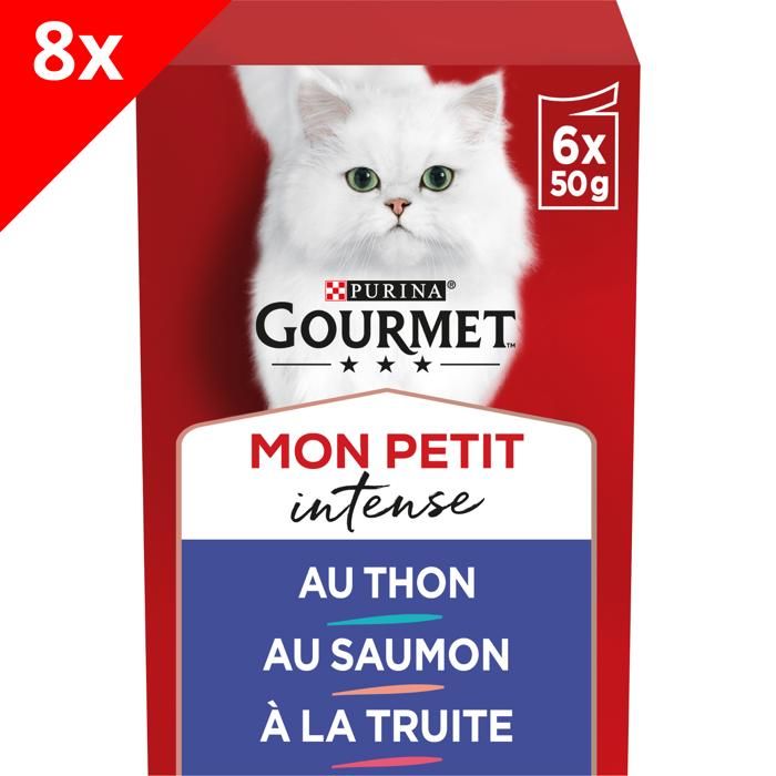 GOURMET Mon Petit aux poissons - Pour chat adulte - 6x50g (x8)