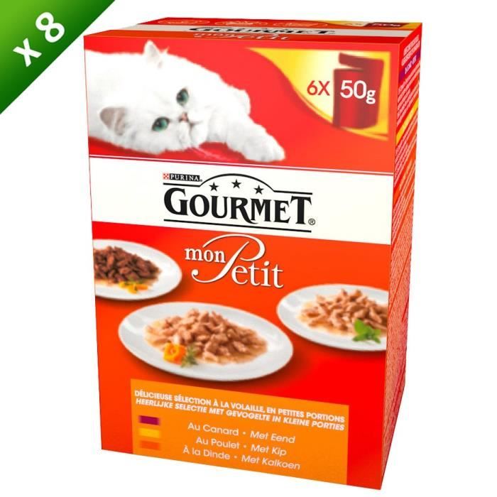 GOURMET Petit Repas à la volaille - Pour chat adulte - 6x50 g (x8)