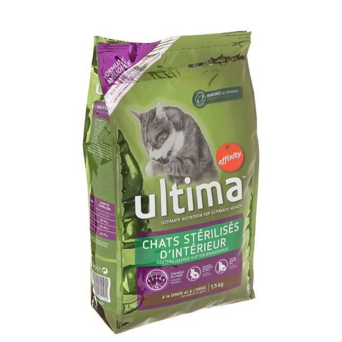 Ultima Croquette pour chat stérilisé intérieur 1,5kg