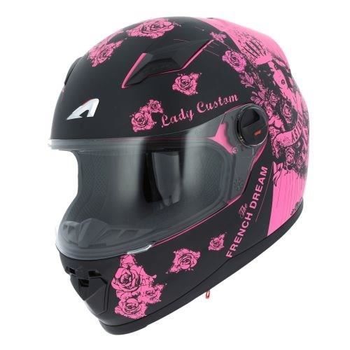 ASTONE Casque Intégral GTK Kid Lady Custom Noir Rose
