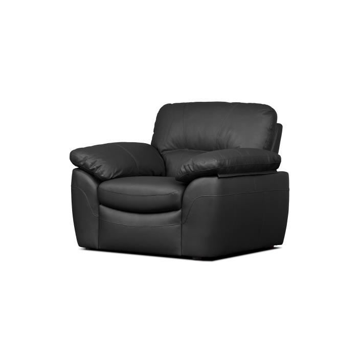 ELVIS Fauteuil fixe - Cuir noir - Style contemporain - L 110 x P 97 cm