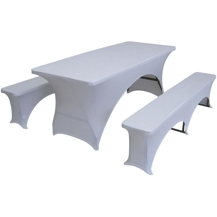 Ensemble de reception pliant - Table 8 personnes 180cm et 2 bancs + Housse de protection