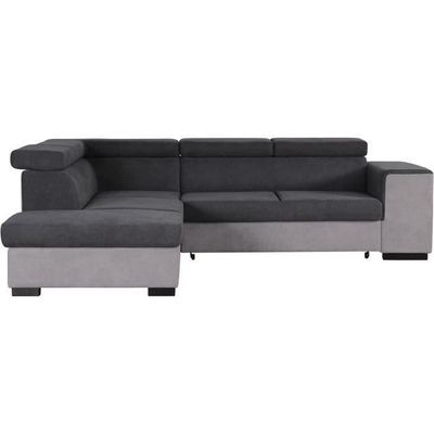 Armstrong Canapé Dangle Gauche Convertible Coffre 5 Places Tissu Gris Clair Et Gris Foncé L 271 X P 220 X H 77 Cm