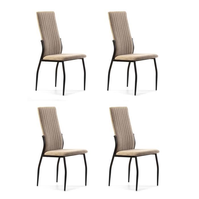 Lot de 4 chaises - Tissu Beige - L 43 x P 49 x H 102 cm - KELY