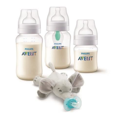 PHILIPS AVENT Kit 3 Biberons Anticolic (125, 260 et 330 ml) + Peluche éléphant