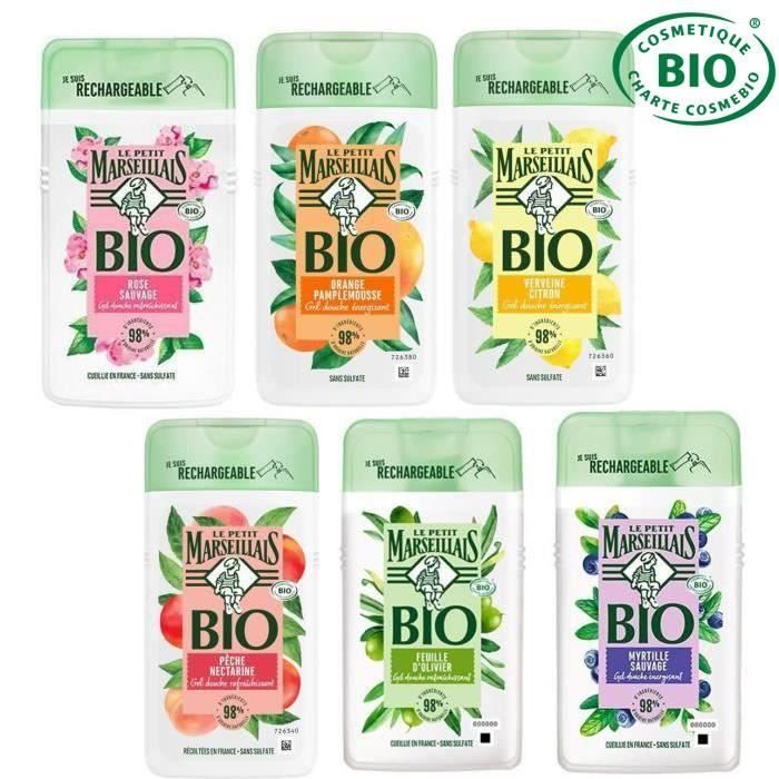 LE PETIT MARSEILLAIS Lot de 6 Gels douches Bio - 6 x 250 ml