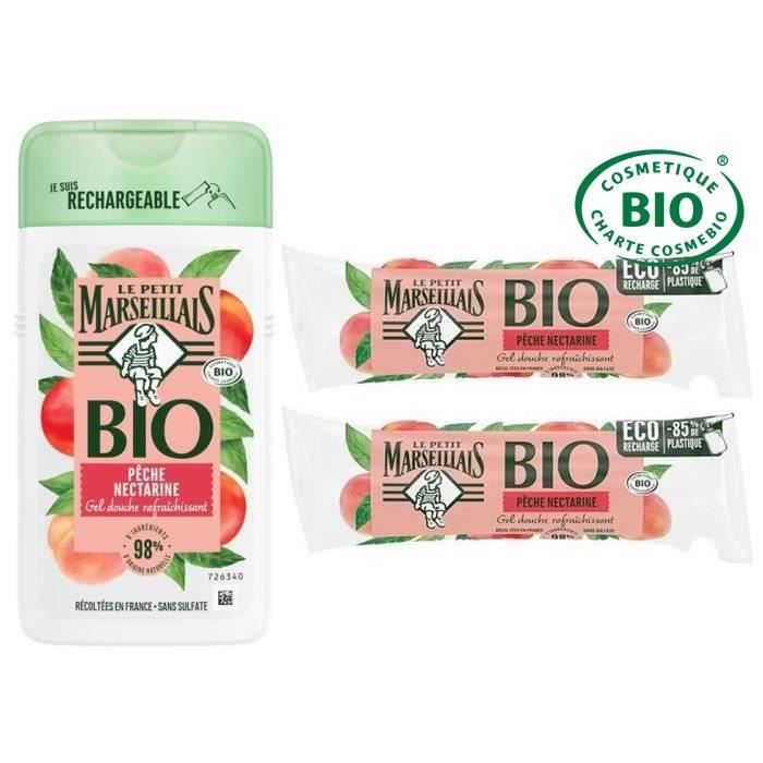 LE PETIT MARSEILLAIS Lot de Rafraichissant au PH Neutre Pêche Nectarine Bio - 750 ml