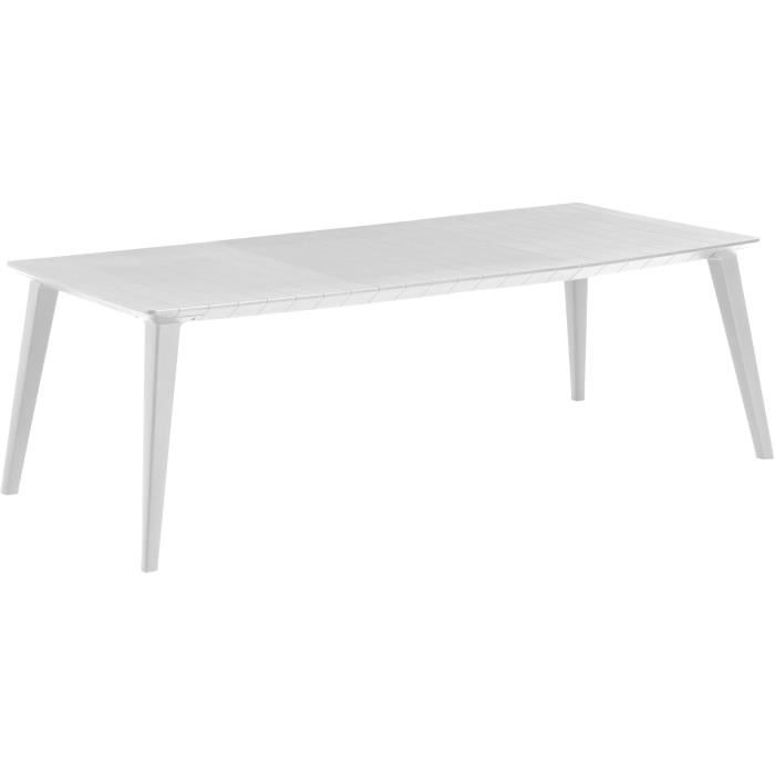 Table Design contemporain 240cm Blanc - ALLIBERT BY KETER - 6 à 10 personnes avec allonge - LIMA