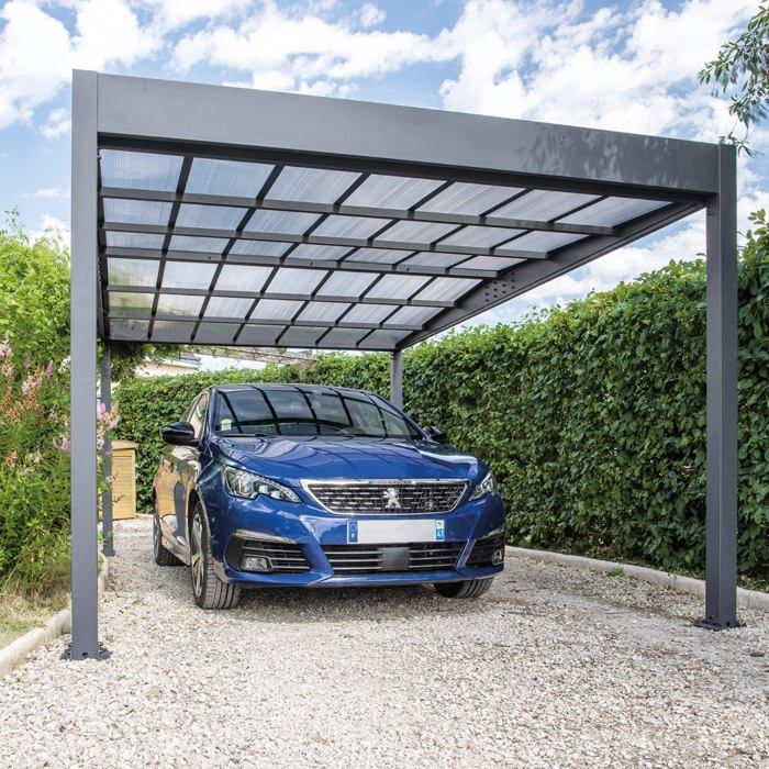 TRIGANO Carport LIBECCIO en aluminium 15,80 m² - Gris anthracite