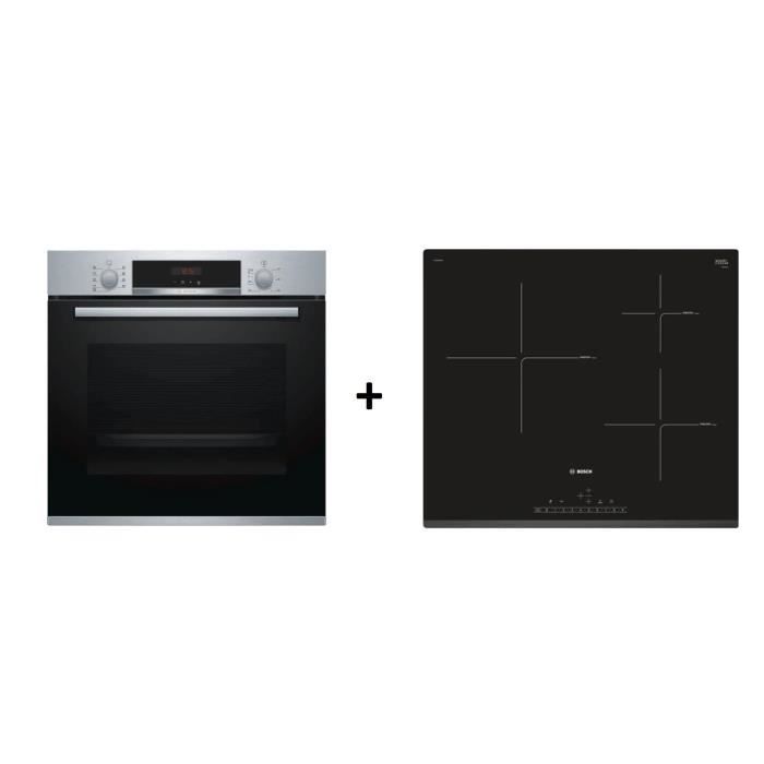 Four électrique encastrable Pyrolyse HBA573BR0 + Table de cuisson à Induction PIJ631FB1E - BOSCH
