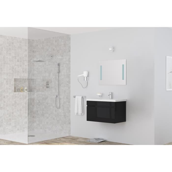 ALBAN Meuble sous vasque 80 cm simple vasque - Noir brillant