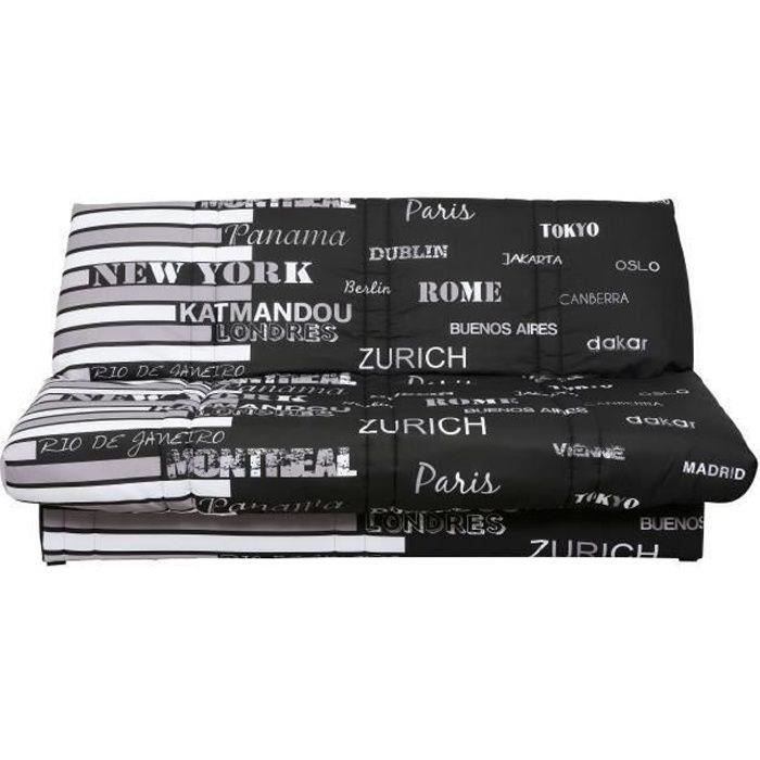 Banquette Clic Clac 3 places World - Tissu World Noir - Made in France - 120 x 190 cm